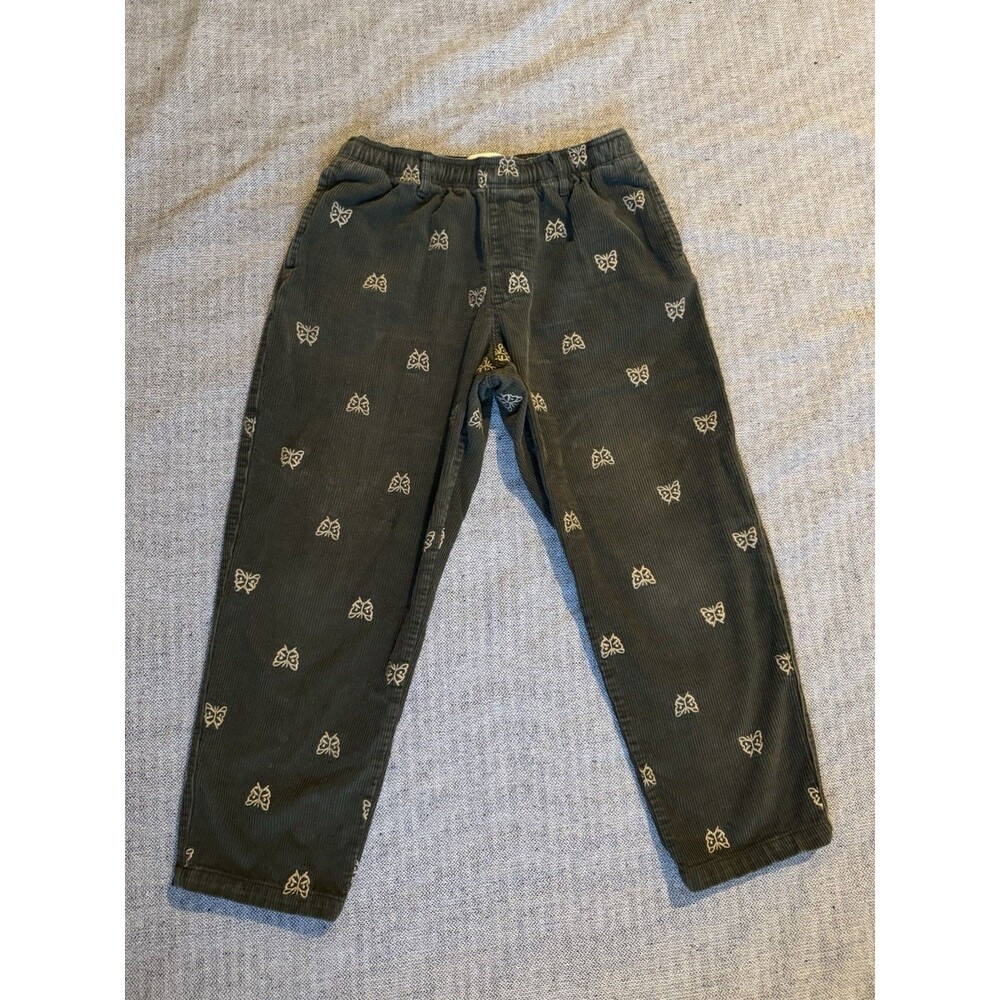 Urban Outfitters Corduroy Pants Womens Medium Green Butterfly All Over Print